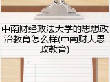 中南财经政法大学的思想政治教育怎么样(中南财大思政教育)
