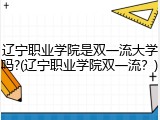 辽宁职业学院是双一流大学吗?(辽宁职业学院双一流？)