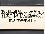 重庆机电职业技术大学是专科还是本科院校呢(重庆机电大学是本科吗)
