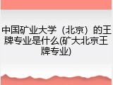 中国矿业大学（北京）的王牌专业是什么(矿大北京王牌专业)