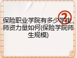 保险职业学院有多少学生，师资力量如何(保险学院师生规模)