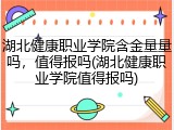 湖北健康职业学院含金量量吗，值得报吗(湖北健康职业学院值得报吗)