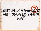 湖州职业技术学院就读期间挂科了怎么办呢？(挂科怎么办)