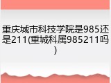 重庆城市科技学院是985还是211(重城科属985211吗)