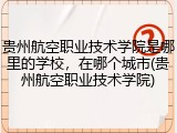 贵州航空职业技术学院是哪里的学校，在哪个城市(贵州航空职业技术学院)