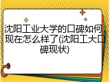 沈阳工业大学的口碑如何，现在怎么样了(沈阳工大口碑现状)