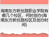 海南东方新丝路职业学院有哪几个校区，何时创办(海南东方新丝路校区及创办时间)