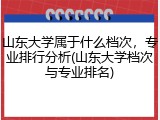 山东大学属于什么档次，专业排行分析(山东大学档次与专业排名)