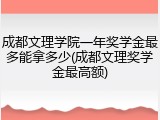 成都文理学院一年奖学金最多能拿多少(成都文理奖学金最高额)