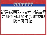 新疆交通职业技术学院官网是哪个网址多少(新疆交职院官网网址)