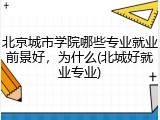 北京城市学院哪些专业就业前景好，为什么(北城好就业专业)