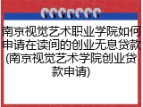 南京视觉艺术职业学院如何申请在读间的创业无息贷款(南京视觉艺术学院创业贷款申请)