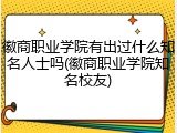 徽商职业学院有出过什么知名人士吗(徽商职业学院知名校友)