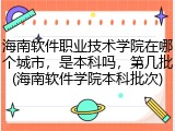 海南软件职业技术学院在哪个城市，是本科吗，第几批(海南软件学院本科批次)