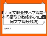 山西同文职业技术学院是一本吗录取分数线多少(山西同文学院分数线)