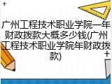 广州工程技术职业学院一年财政拨款大概多少钱(广州工程技术职业学院年财政拨款)