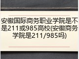 安徽国际商务职业学院是不是211或985高校(安徽商务学院是211/985吗)