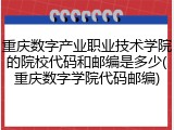 重庆数字产业职业技术学院的院校代码和邮编是多少(重庆数字学院代码邮编)