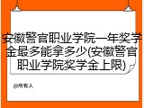 安徽警官职业学院一年奖学金最多能拿多少(安徽警官职业学院奖学金上限)