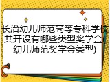长治幼儿师范高等专科学校共开设有哪些类型奖学金(幼儿师范奖学金类型)