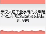 武汉交通职业学院的校训是什么,有何历史(武汉交院校训历史)