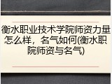 衡水职业技术学院师资力量怎么样，名气如何(衡水职院师资与名气)