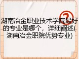 湖南冶金职业技术学院最好的专业是哪个，详细阐述(湖南冶金职院优势专业)