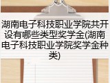湖南电子科技职业学院共开设有哪些类型奖学金(湖南电子科技职业学院奖学金种类)