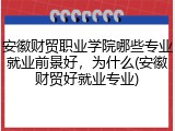 安徽财贸职业学院哪些专业就业前景好，为什么(安徽财贸好就业专业)