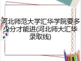 河北师范大学汇华学院要多少分才能进(河北师大汇华录取线)