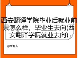 西安翻译学院毕业后就业前景怎么样，毕业生去向(西安翻译学院就业去向)