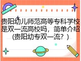 贵阳幼儿师范高等专科学校是双一流高校吗，简单介绍(贵阳幼专双一流？)