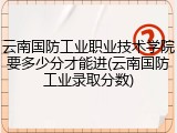 云南国防工业职业技术学院要多少分才能进(云南国防工业录取分数)