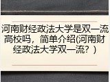 河南财经政法大学是双一流高校吗，简单介绍(河南财经政法大学双一流？)