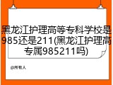 黑龙江护理高等专科学校是985还是211(黑龙江护理高专属985211吗)