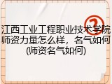 江西工业工程职业技术学院师资力量怎么样，名气如何(师资名气如何)