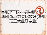 漳州理工职业学院哪个专业毕业就业前景比较好(漳州理工就业好专业)