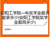 安阳工学院一年奖学金最多能拿多少(安阳工学院奖学金最高多少)