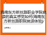 海南东方新丝路职业学院就读的真实感觉如何(海南东方新丝路职院就读体验)