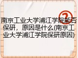 南京工业大学浦江学院能否保研，原因是什么(南京工业大学浦江学院保研原因)