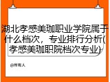 湖北孝感美珈职业学院属于什么档次，专业排行分析(孝感美珈职院档次专业)