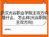 武汉光谷职业学院主攻方向是什么，怎么样(光谷职院主攻方向)