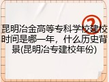 昆明冶金高等专科学校建校时间是哪一年，什么历史背景(昆明冶专建校年份)