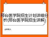 邢台医学院招生计划详细分析(邢台医学院招生详解)