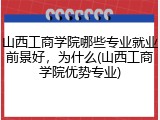 山西工商学院哪些专业就业前景好，为什么(山西工商学院优势专业)