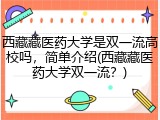 西藏藏医药大学是双一流高校吗，简单介绍(西藏藏医药大学双一流？)