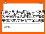 安徽水利水电职业技术学院奖学金评定细则是怎样的(安徽水电学院奖学金细则)