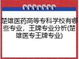 楚雄医药高等专科学校有哪些专业，王牌专业分析(楚雄医专王牌专业)