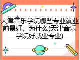 天津音乐学院哪些专业就业前景好，为什么(天津音乐学院好就业专业)