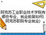 阿克苏工业职业技术学院有哪些专业，就业前景如何(阿克苏职院专业就业)